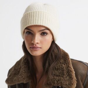 Reiss Wool Ivory Beanie One-Size